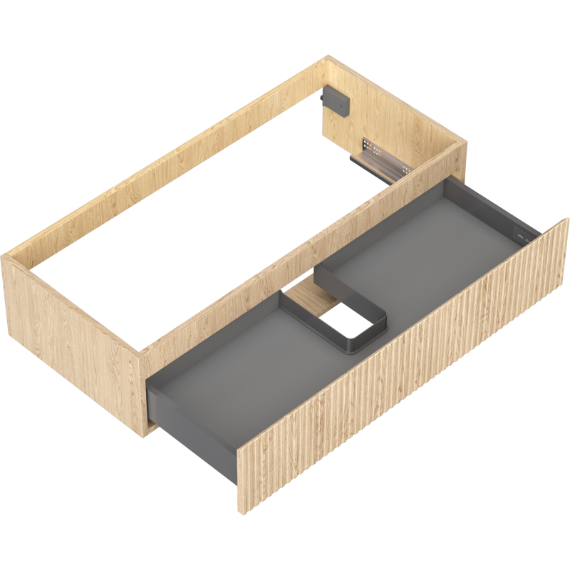 Mexen Rivel bathroom cabinet for under sink 100 cm, 1 drawer, grooved, oak - 91A20-10023-1-BF81