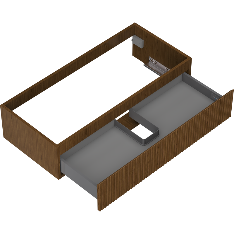 Mexen Rivel badkamerkastje onder de wastafel 100 cm, 1 lade, geribbeld, walnoot - 91A20-10023-1-BF86