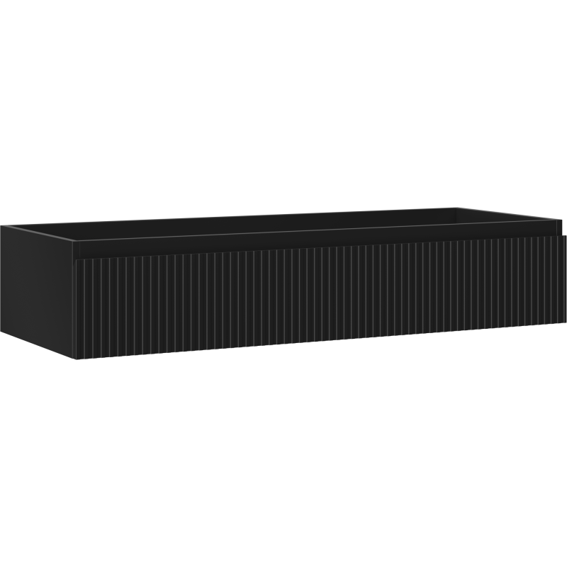 Mexen Rivel badrumsskåp under handfat 120 cm, 1 låda, räfflad, svart matt - 91A20-12023-1-BF71