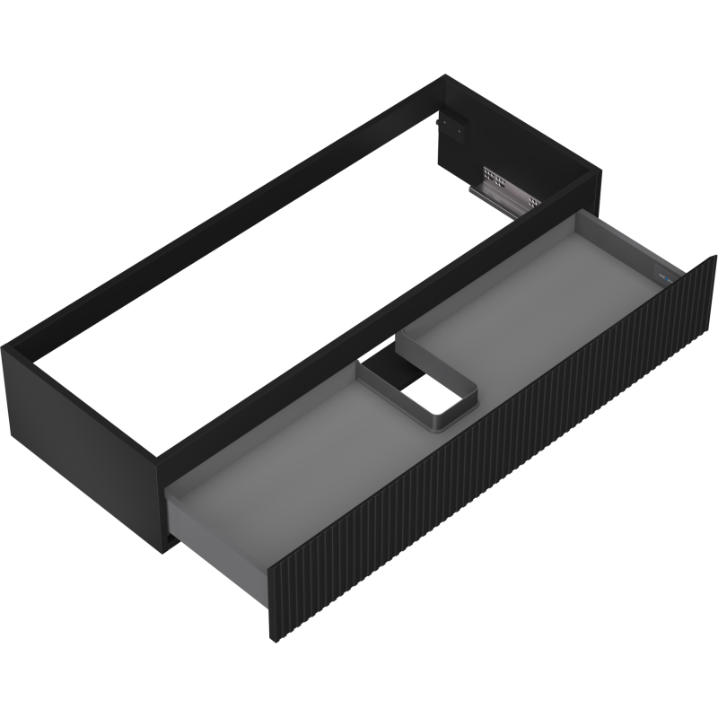 Mexen Rivel 120 cm Bathroom Vanity Unit, 1 Drawer, Fluted, Black Matte - 91A20-12023-1-BF71