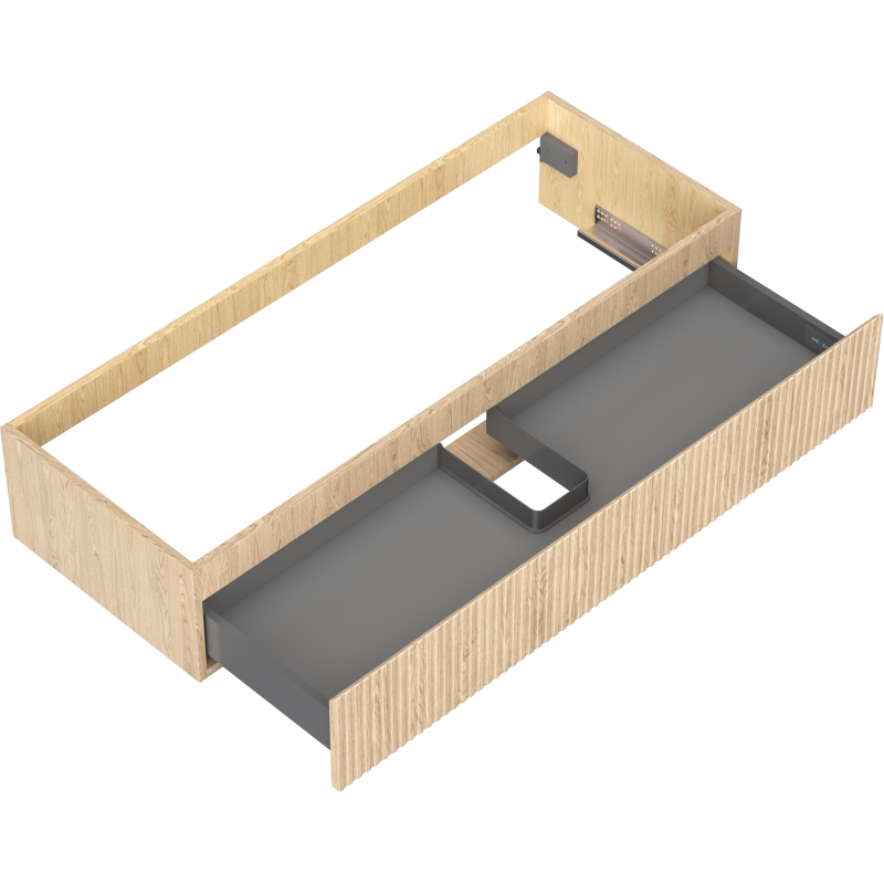 Mexen Rivel 120 cm Bathroom Cabinet, 1 Drawer, Grooved, Oak - 91A20-12023-1-BF81