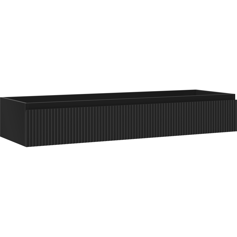 Mexen Rivel vannas istabas skapis 140 cm zem izlietnes, 1 atvilktne, rievots, melns mats - 91A20-14023-1-BF71