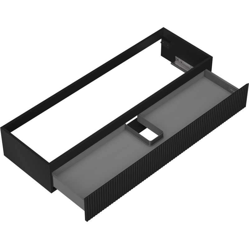 Mexen Rivel bathroom cabinet for washbasin 140 cm, 1 drawer, grooved, black matte - 91A20-14023-1-BF71