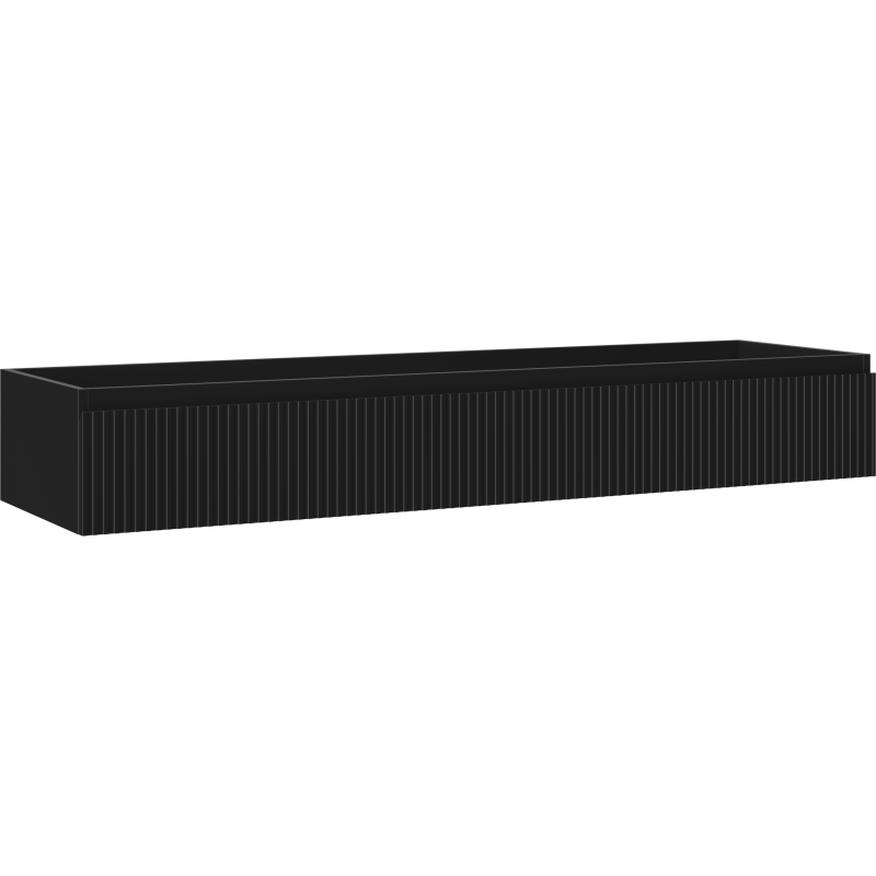 Mexen Rivel armário de casa de banho para lavatório de 160 cm, 1 gaveta, canelado, preto mate - 91A20-16023-1-BF71