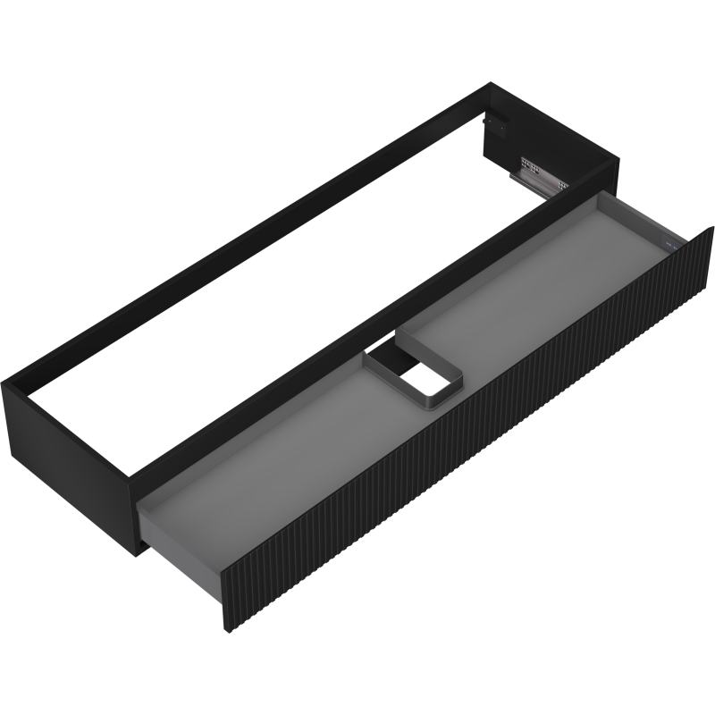 Mexen Rivel 160 cm Under-Sink Bathroom Cabinet, 1 Drawer, Fluted, Black Matte - 91A20-16023-1-BF71