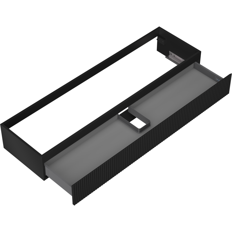 Mexen Rivel badkamerkast 160 cm, 1 lade, geribbeld, zwart mat - 91A20-16023-1-BF71