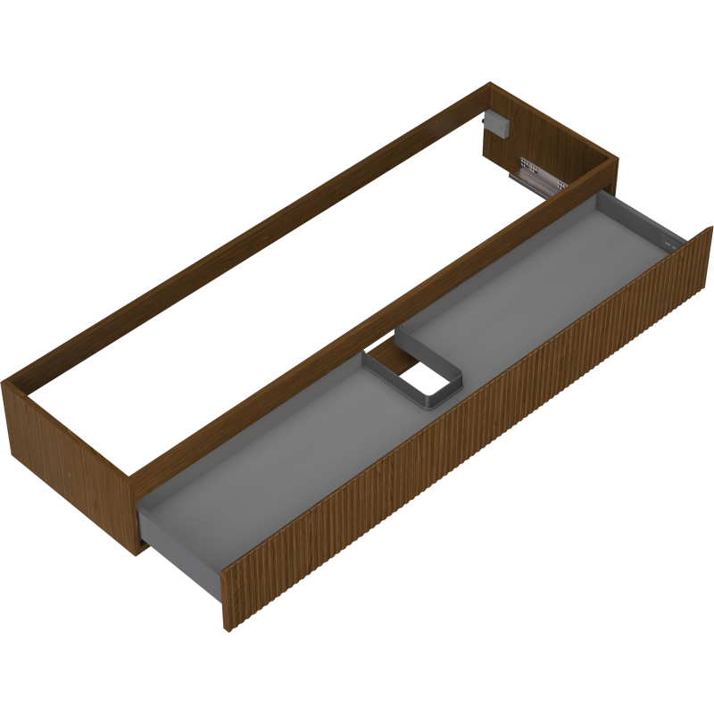Mexen Rivel armário de casa de banho sob lavatório 160 cm, 1 gaveta, frisado, nogueira - 91A20-16023-1-BF86