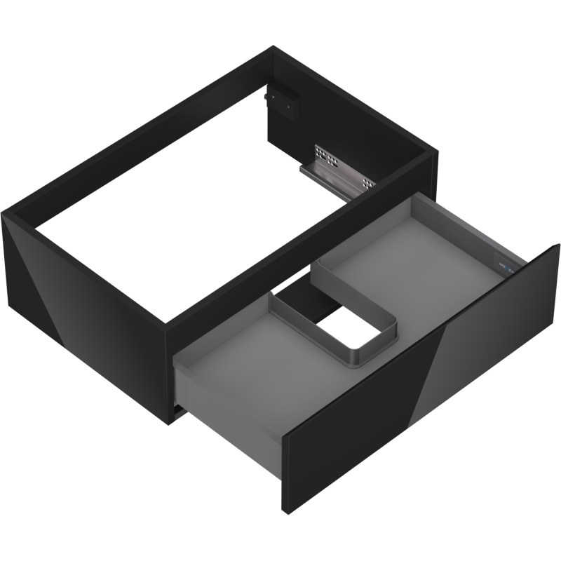 Mexen Orio mueble de baño para lavabo 70 cm, 1 cajón, negro brillo - 91A10-07023-1-BF70