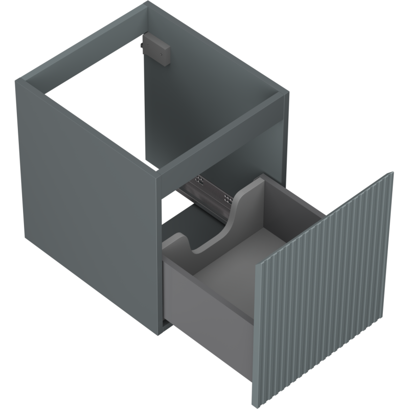 Mexen Rivel badkamerkastje onder wastafel 40 cm, 1 lade, geribbeld, grijs mat - 91A20-04047-1-BF66