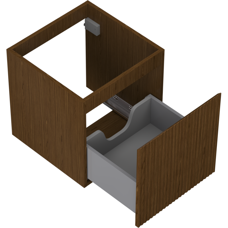 Mexen Rivel bathroom cabinet for sink 45 cm, 1 drawer, fluted, walnut - 91A20-04547-1-BF86