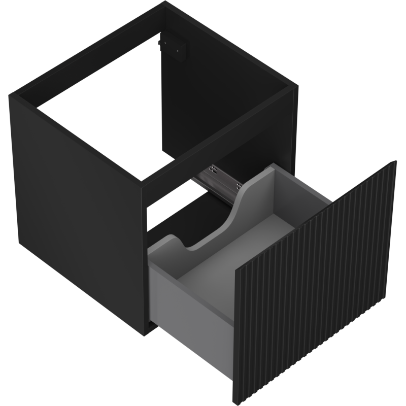 Mexen Rivel meuble de salle de bain sous-vasque 50 cm, 1 tiroir, strié, noir mat - 91A20-05047-1-BF71