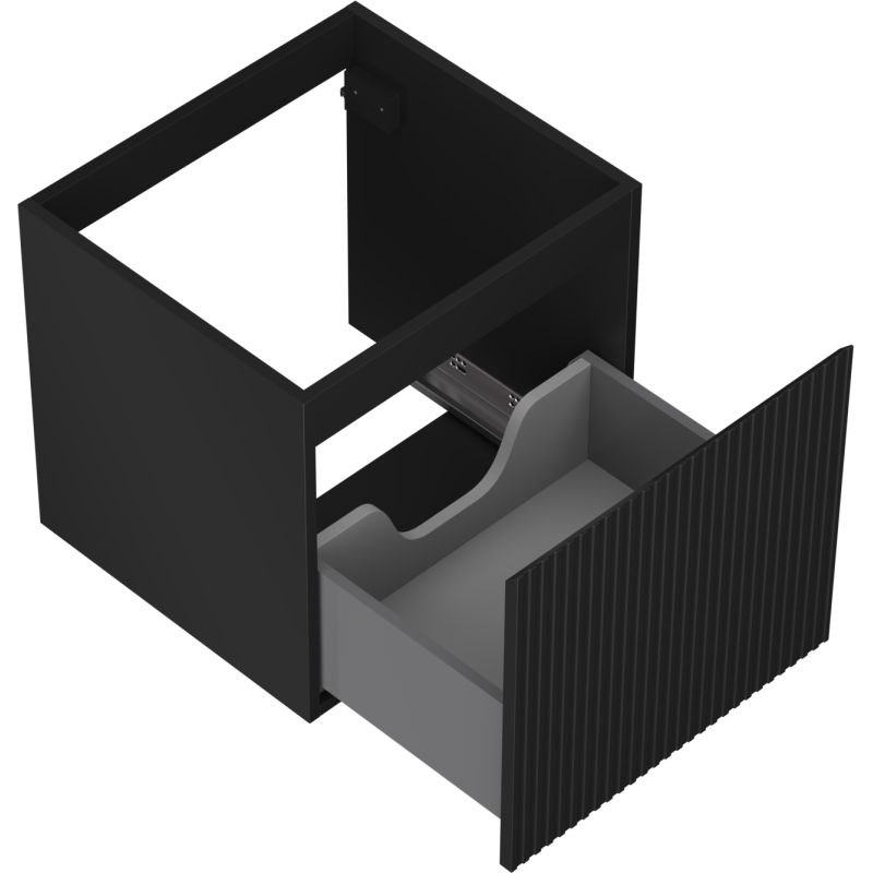 Mexen Rivel mueble de baño bajo lavabo de 50 cm, 1 cajón, estriado, negro mate - 91A20-05047-1-BF71