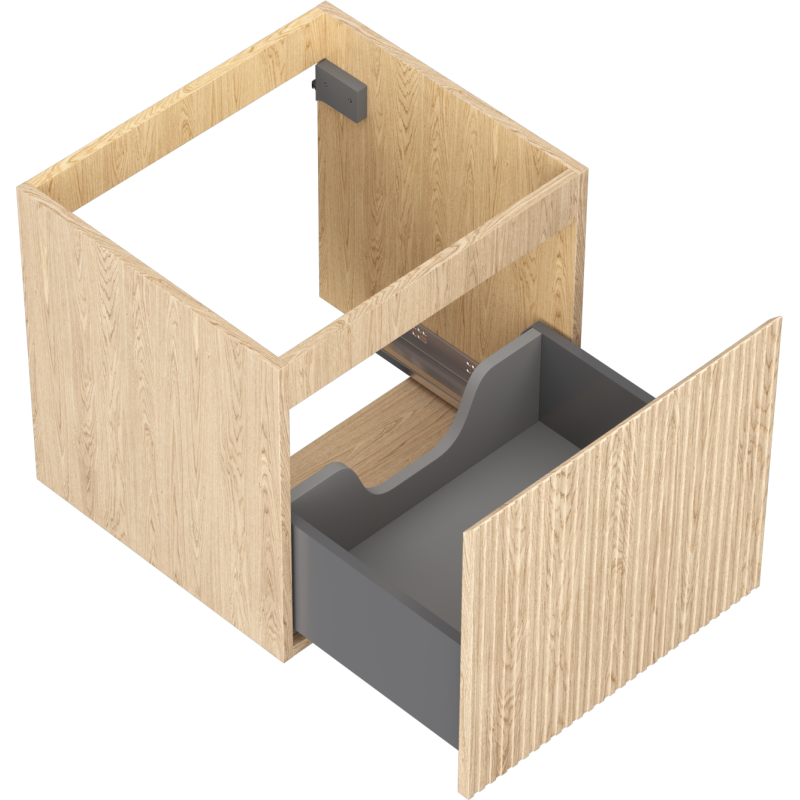 Mexen Rivel badkamerkast onder wastafel 50 cm, 1 lade, geribbeld, eik - 91A20-05047-1-BF81