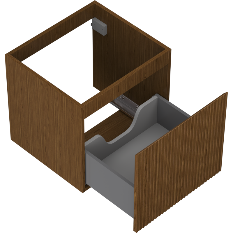 Mexen Rivel gabinete de baño para lavabo de 50 cm, 1 cajón, estriado, nogal - 91A20-05047-1-BF86