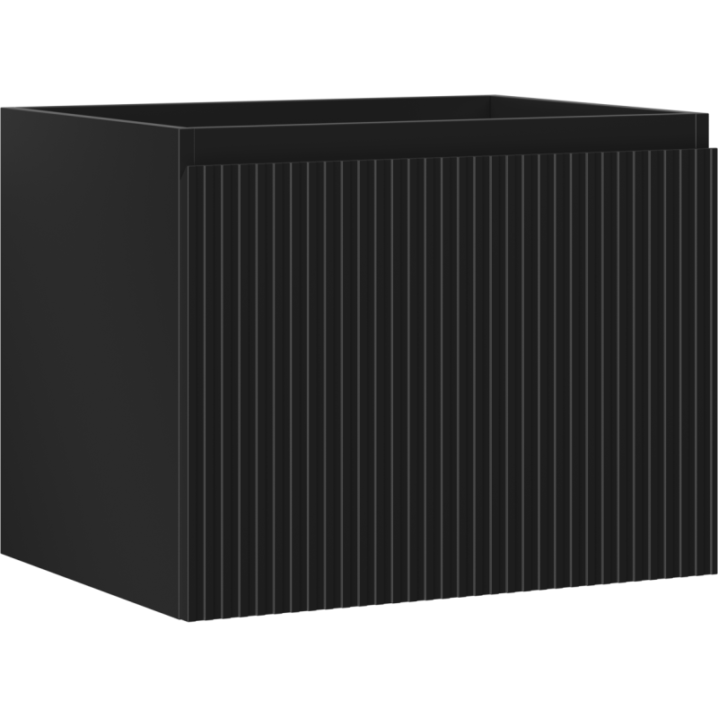 Mexen Rivel mueble de baño bajo lavabo de 60 cm, 1 cajón, estriado, negro mate - 91A20-06047-1-BF71