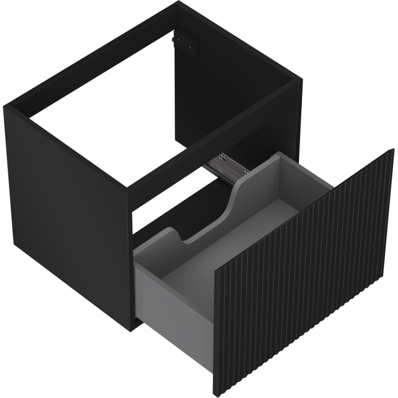 Mexen Rivel armário de casa de banho sob o lavatório 60 cm, 1 gaveta, canelado, preto mate - 91A20-06047-1-BF71