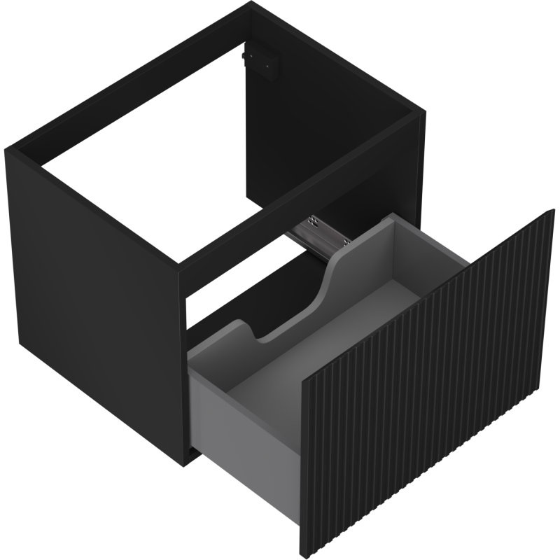 Mexen Rivel Badezimmerschrank Unterschrank 60 cm, 1 Schublade, gerillt, schwarz matt - 91A20-06047-1-BF71
