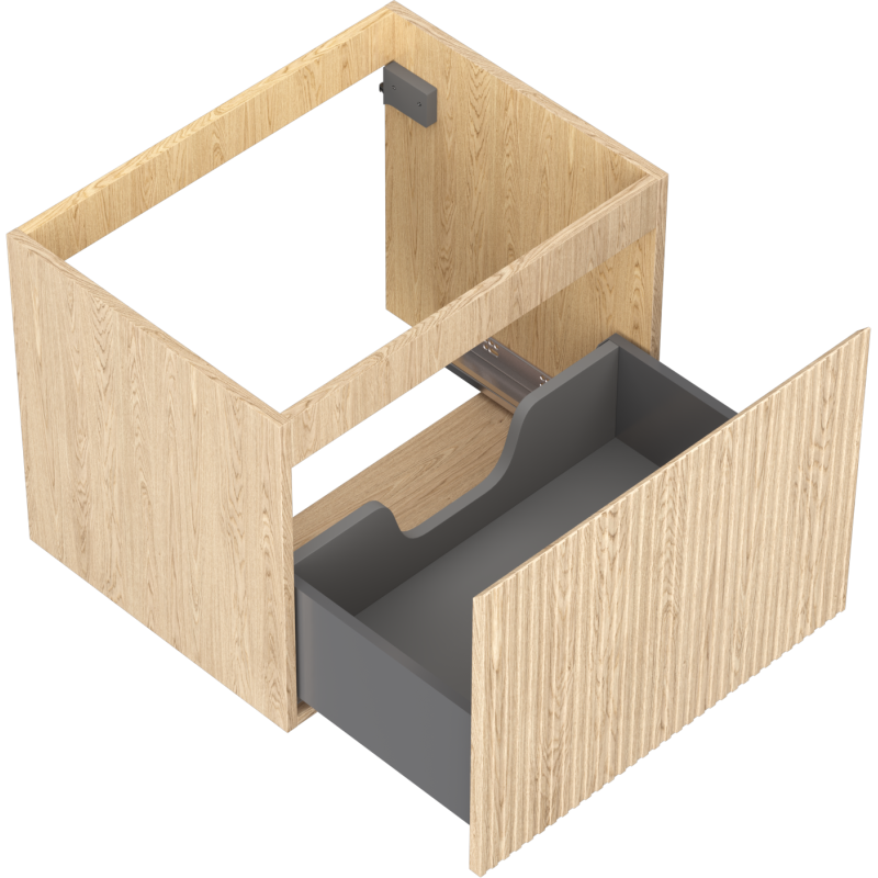 Mexen Rivel meuble de salle de bain sous lavabo 60 cm, 1 tiroir, rainuré, chêne - 91A20-06047-1-BF81