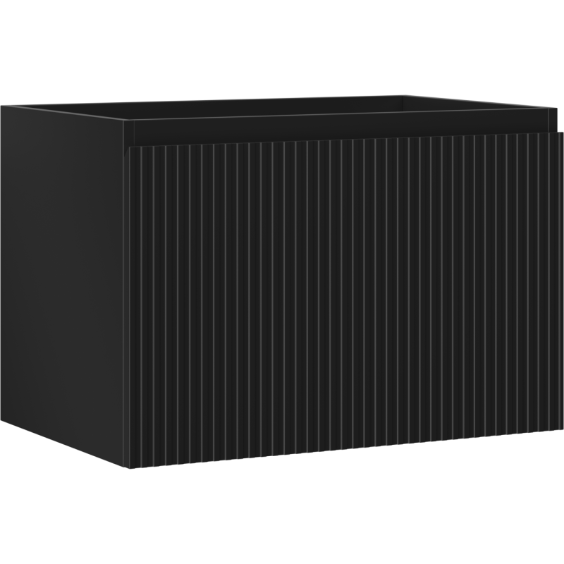 Mexen Rivel Badezimmerschrank mit Waschbeckenunterschrank 70 cm, 1 Schublade, gerillt, schwarz matt - 91A20-07047-1-BF71