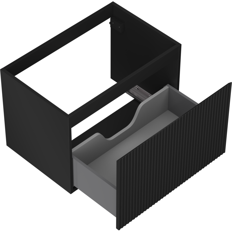 Mexen Rivel armário de casa de banho para lavatório 70 cm, 1 gaveta, ranhurado, preto mate - 91A20-07047-1-BF71