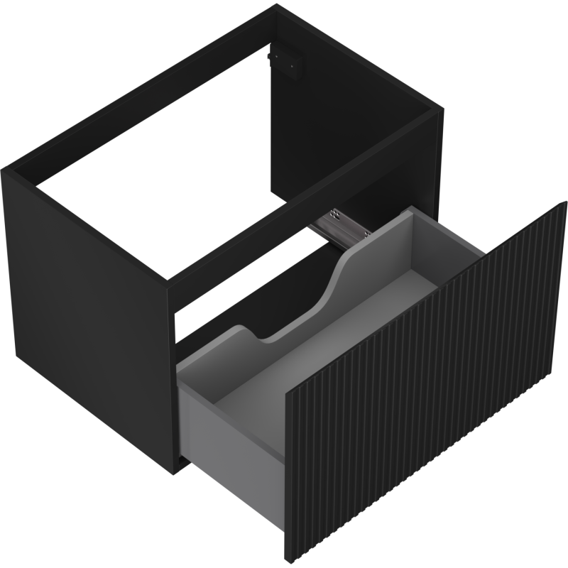 Mexen Rivel Badezimmerschrank unter Waschbecken 70 cm, 1 Schublade, geriffelt, schwarz matt - 91A20-07047-1-BF71