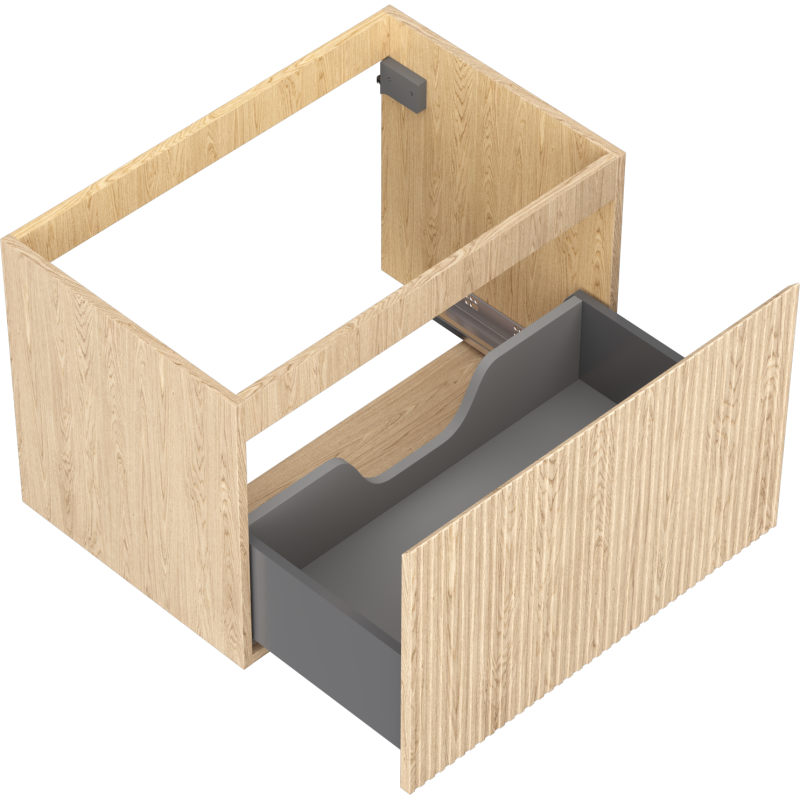 Mexen Rivel 70 cm Bathroom Cabinet, 1 Drawer, Fluted, Oak - 91A20-07047-1-BF81