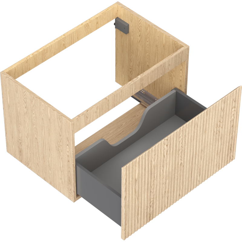 Mexen Rivel Buedzëmmerkabinett ënnerem Lavabo 70 cm, 1 Tirang, gerifft, Eech - 91A20-07047-1-BF81