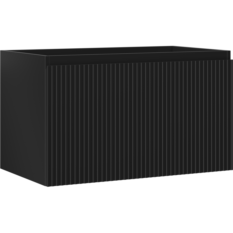 Mexen Rivel armário de casa de banho para lavatório 80 cm, 1 gaveta, frisado, preto mate - 91A20-08047-1-BF71