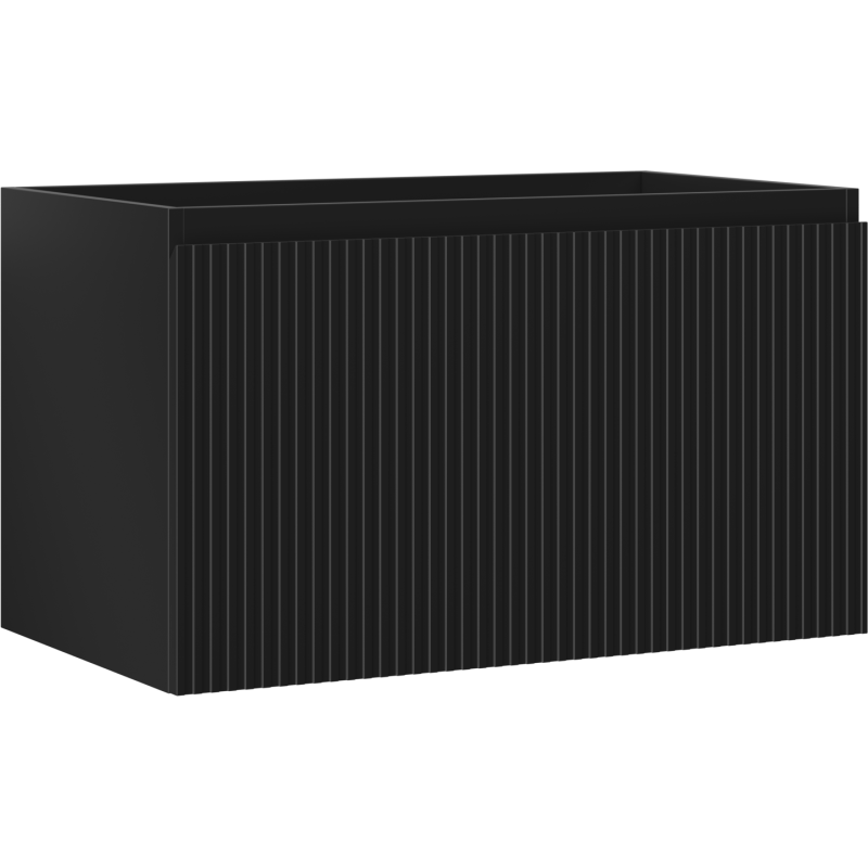 Mexen Rivel Badezimmerschrank für Waschbecken 80 cm, 1 Schublade, geriffelt, schwarz matt - 91A20-08047-1-BF71