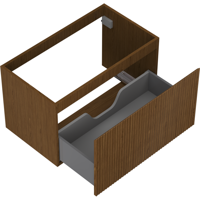 Mexen Rivel bathroom cabinet under sink 80 cm, 1 drawer, grooved, walnut - 91A20-08047-1-BF86