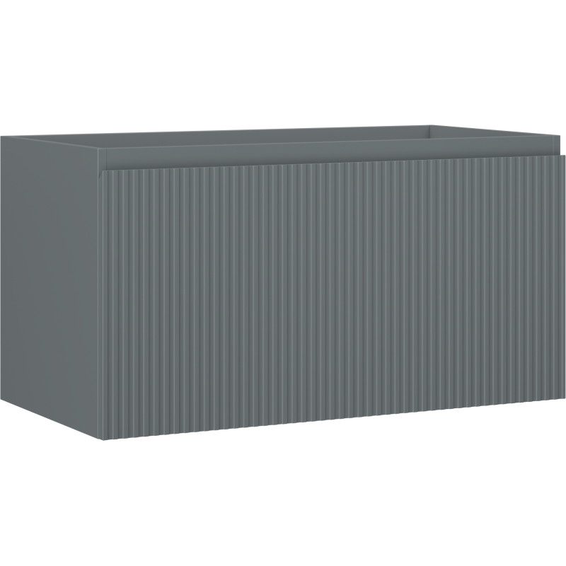 Mexen Rivel kupaonski ormarić ispod umivaonika 90 cm, 1 ladica, rebrast, siva mat - 91A20-09047-1-BF66