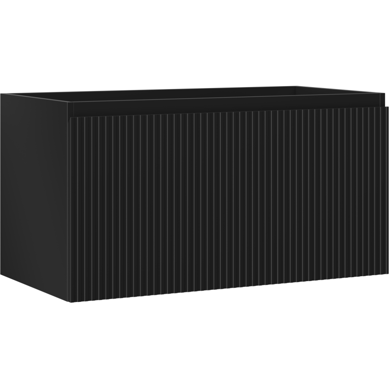 Mexen Rivel Badezimmerunterschrank 90 cm, 1 Schublade, geriffelt, schwarz matt - 91A20-09047-1-BF71