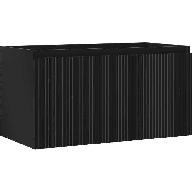 Mexen Rivel bathroom cabinet under sink 90 cm, 1 drawer, grooved, black matt - 91A20-09047-1-BF71