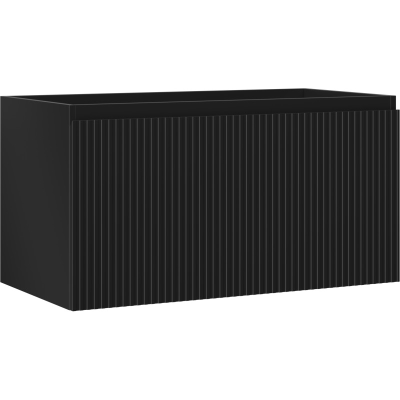 Mexen Rivel kupaonski ormar ispod umivaonika 90 cm, 1 ladica, rebrasta, crna mat - 91A20-09047-1-BF71