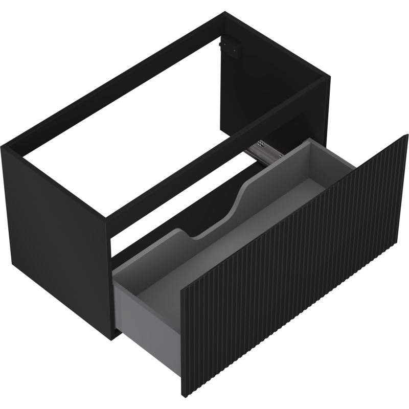 Mexen Rivel meuble de salle de bains sous lavabo 90 cm, 1 tiroir, cannelé, noir mat - 91A20-09047-1-BF71