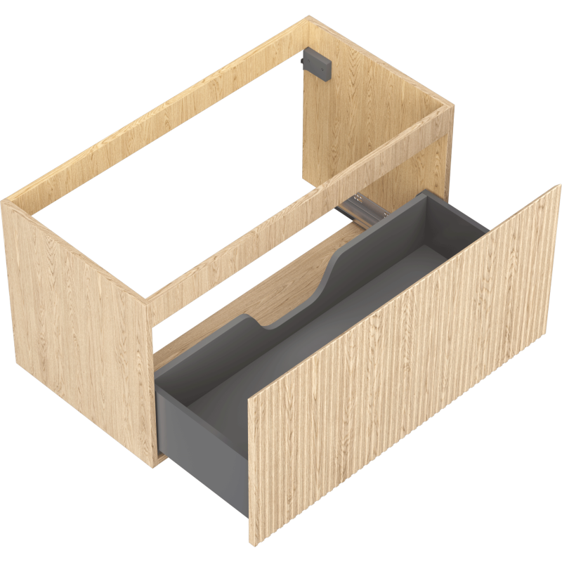 Mexen Rivel bathroom cabinet for washbasin 90 cm, 1 drawer, ridged, oak - 91A20-09047-1-BF81