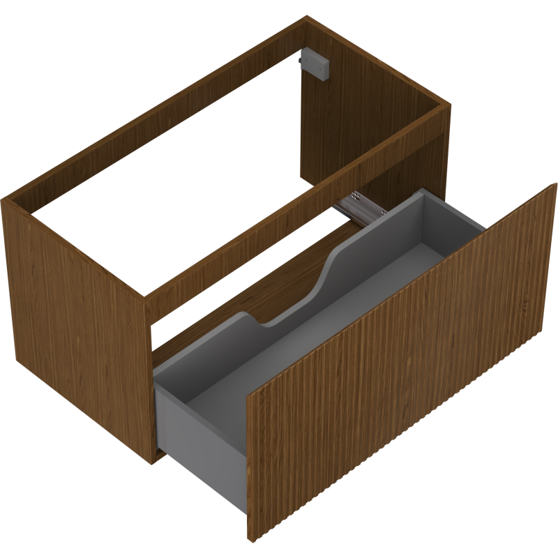 Mexen Rivel bathroom cabinet under-sink 90 cm, 1 drawer, grooved, walnut - 91A20-09047-1-BF86