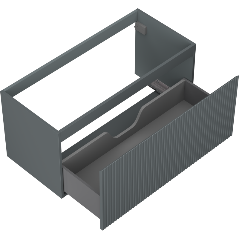 Mexen Rivel gabinete de baño montado debajo del lavabo 100 cm, 1 cajón, acanalado, grafito mate - 91A20-10047-1-BF66