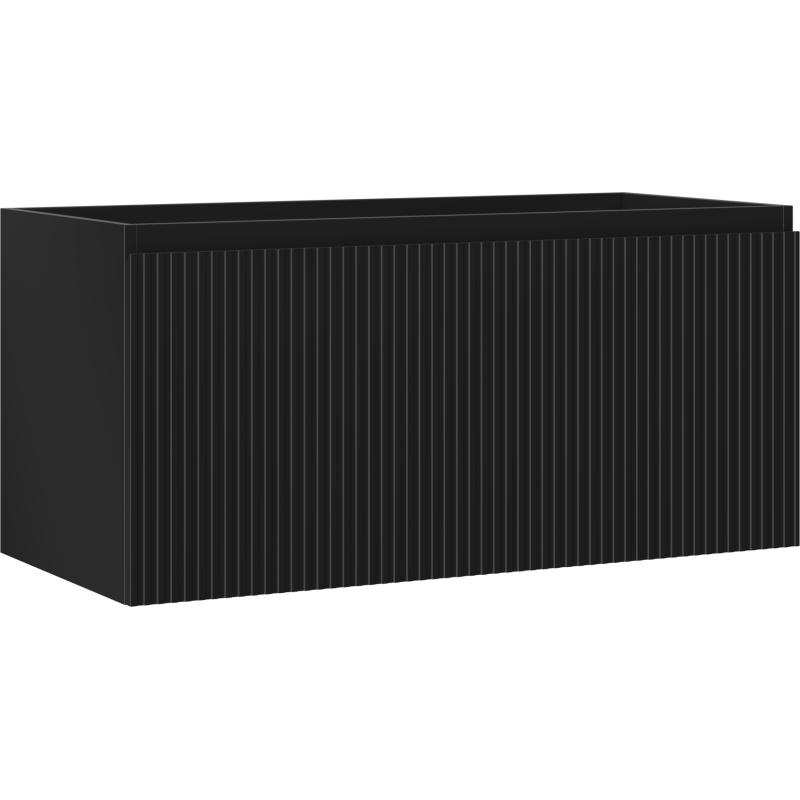 Mexen Rivel Badezimmerschrank unter dem Waschbecken 100 cm, 1 Schublade, gerillt, schwarz matt - 91A20-10047-1-BF71