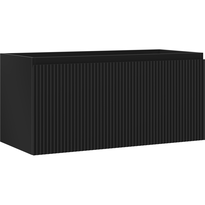Mexen Rivel bathroom cabinet under sink 100 cm, 1 drawer, fluted, black matte - 91A20-10047-1-BF71