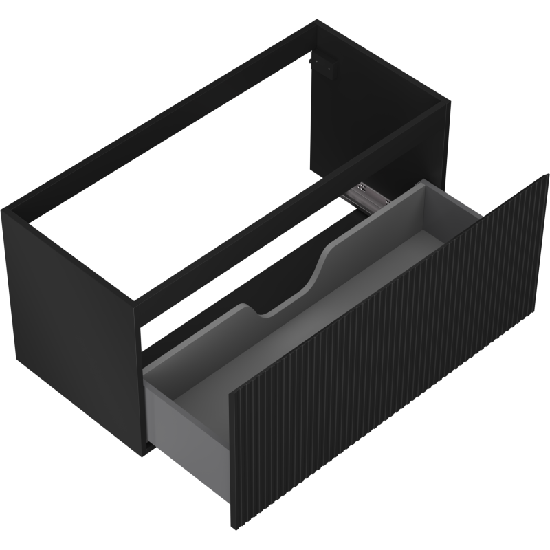 Mexen Rivel mueble de baño bajo lavabo 100 cm, 1 cajón, estriado, negro mate - 91A20-10047-1-BF71