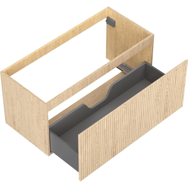 Mexen Rivel Badezimmerschrank Waschtischunterschrank 100 cm, 1 Schublade, geriffelt, Eiche - 91A20-10047-1-BF81