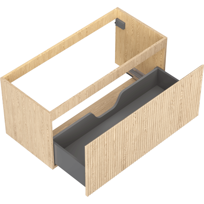 Mexen Rivel mueble de baño bajo lavabo de 100 cm, 1 cajón, acanalado, roble - 91A20-10047-1-BF81