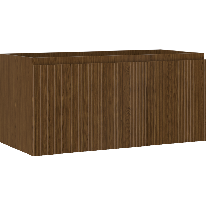 Mexen Rivel bathroom cabinet under-sink 100 cm, 1 drawer, grooved, walnut - 91A20-10047-1-BF86