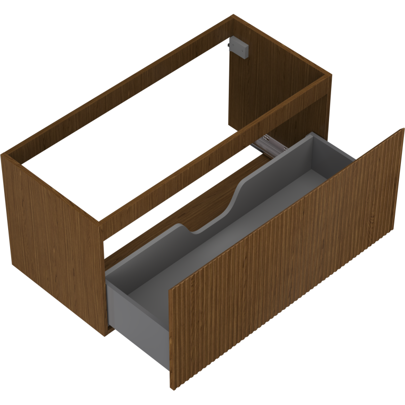 Mexen Rivel bathroom cabinet under-sink 100 cm, 1 drawer, grooved, walnut - 91A20-10047-1-BF86