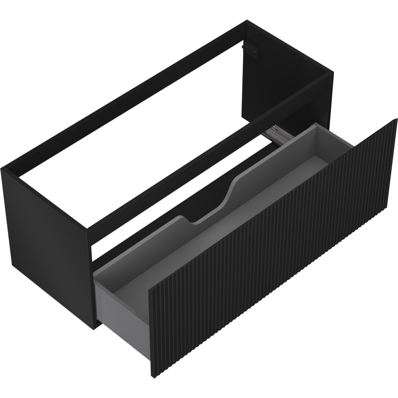 Mexen Rivel armário de casa de banho sob lavatório 120 cm, 1 gaveta, frisado, preto mate - 91A20-12047-1-BF71