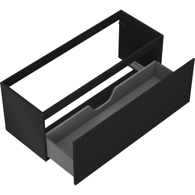 Mexen Rivel badkamerkastje voor wastafel 120 cm, 1 lade, gegroefd, zwart mat - 91A20-12047-1-BF71