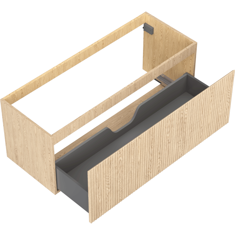 Mexen Rivel 120 cm Bathroom Vanity Cabinet, 1 Drawer, Grooved, Oak - 91A20-12047-1-BF81