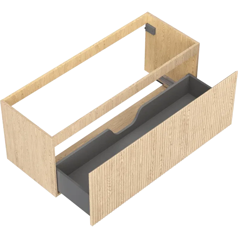 Mexen Rivel Badezimmerschrank 120 cm, 1 Schublade, geriffelt, Eiche - 91A20-12047-1-BF81