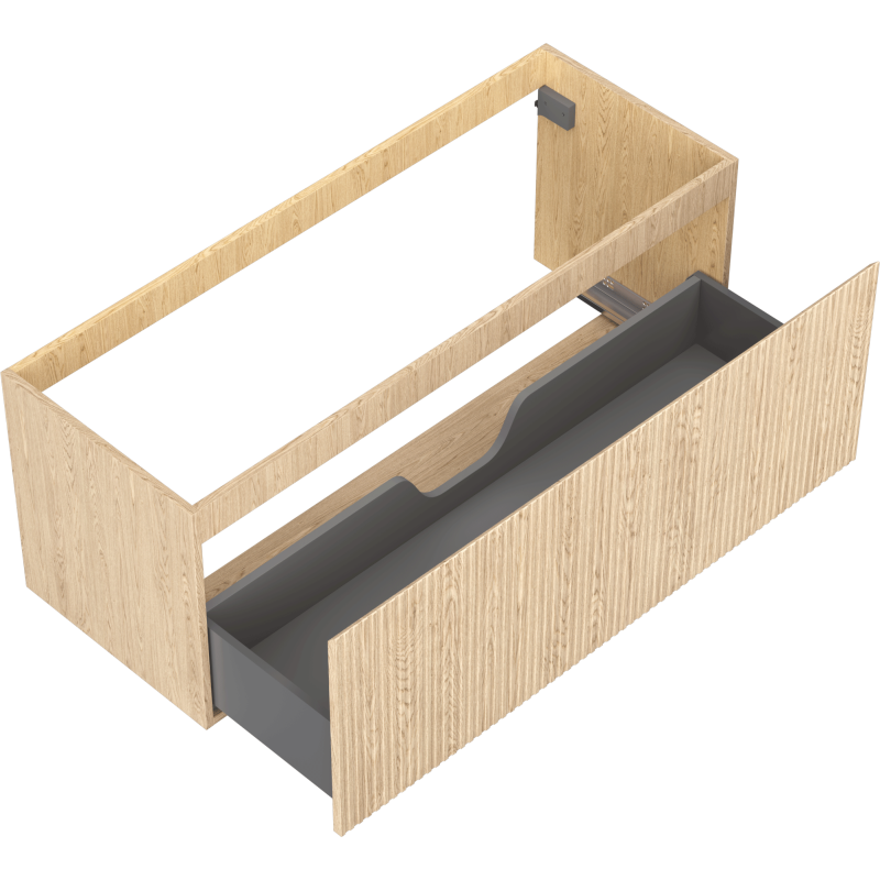 Mexen Rivel badkamermeubel onder de wastafel 120 cm, 1 lade, geribbeld, eik - 91A20-12047-1-BF81